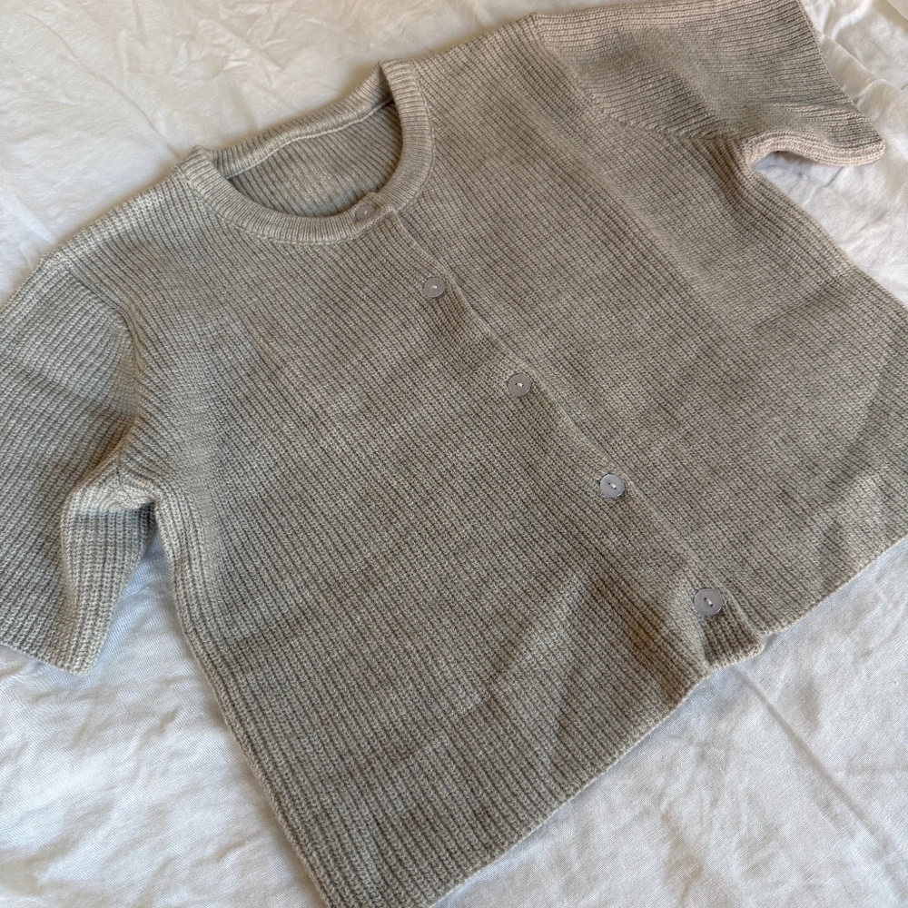 Gray Short-Sleeve Cardigan